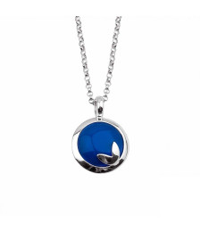 COLLIER ARGENT PIERRE BLEUE RODIUM 