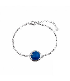 PULSERA DE PLATA DE LA PIEDRA AZUL RODIO 