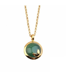 COLAR PRATA PEDRA VERDE DOURADO 