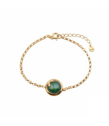 PULSERA DE PLATA DE PIEDRA VERDE DORADO 