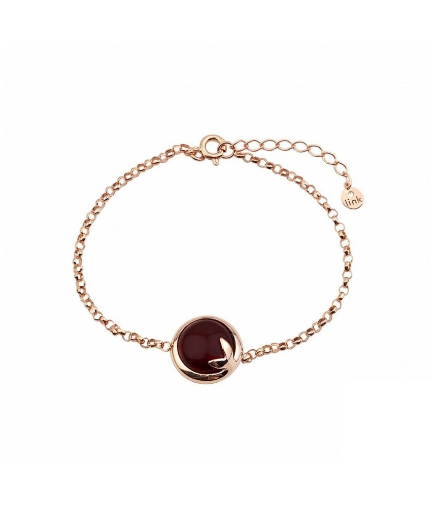 PULSERA DE PLATA DE PIEDRA BORDEAUX BAÑO DE ORO ROSA 