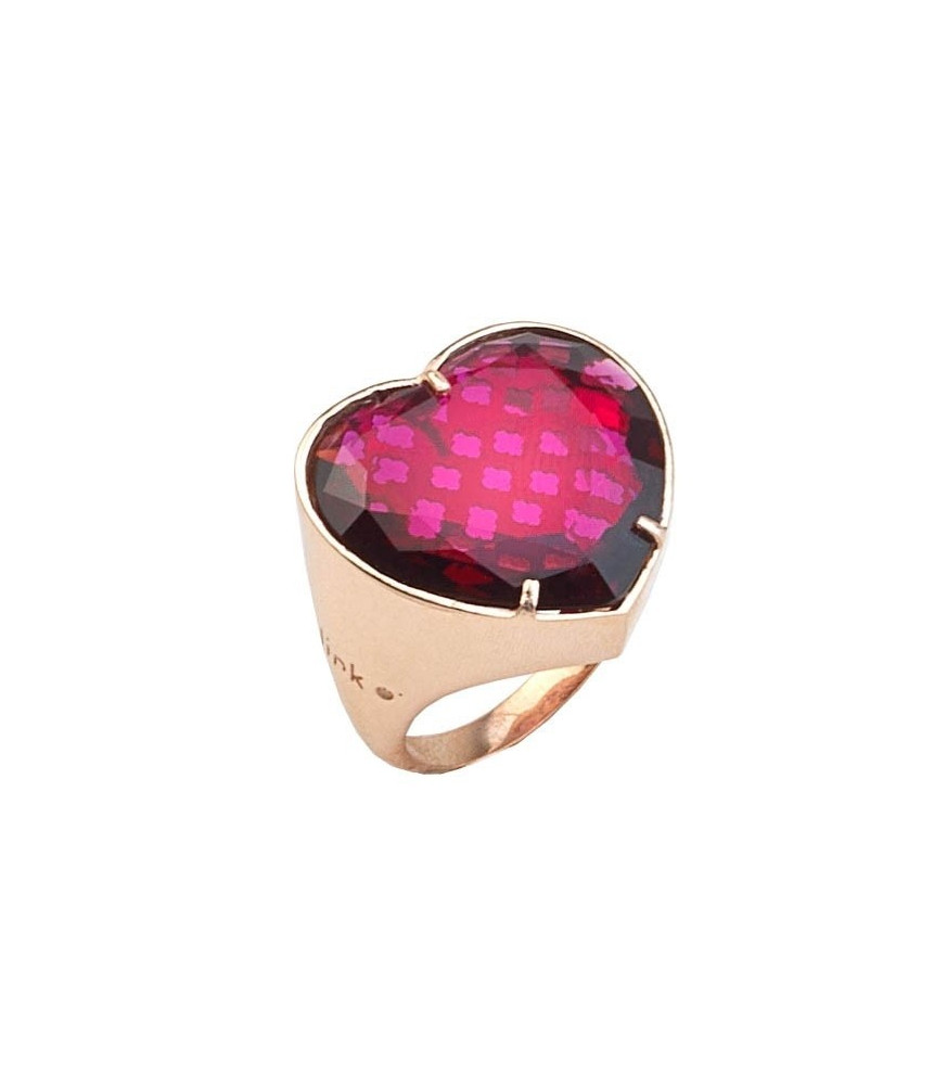 RING STONE PINK COPPER HEART 