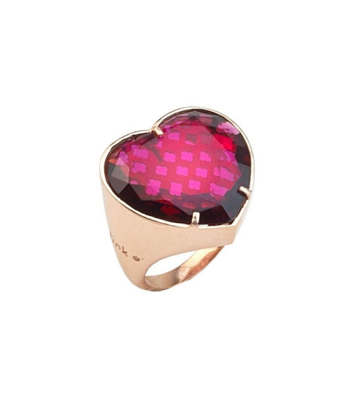 RING STONE PINK COPPER HEART 