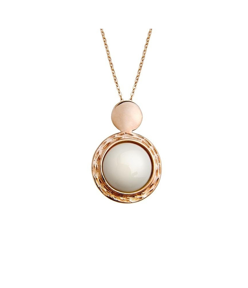 COLAR PEDRA BRANCA BANHO OURO ROSA