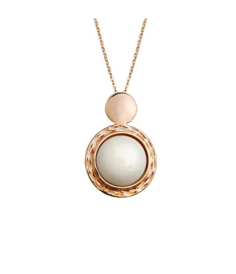 COLLAR DE PIEDRA BLANCA, BAÑO DE ORO ROSA