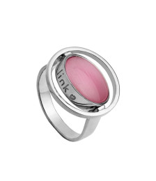 ANILLO DE PIEDRA DE COLOR ROSA/BLANCO ROTATIVO RODIO
