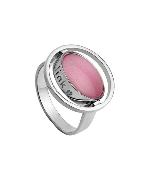 ANEL PEDRA ROSA/BRANCO ROTATIVO RODIO