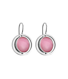 EARRINGS STONE PINK/WHITE ROTATING RODIUM