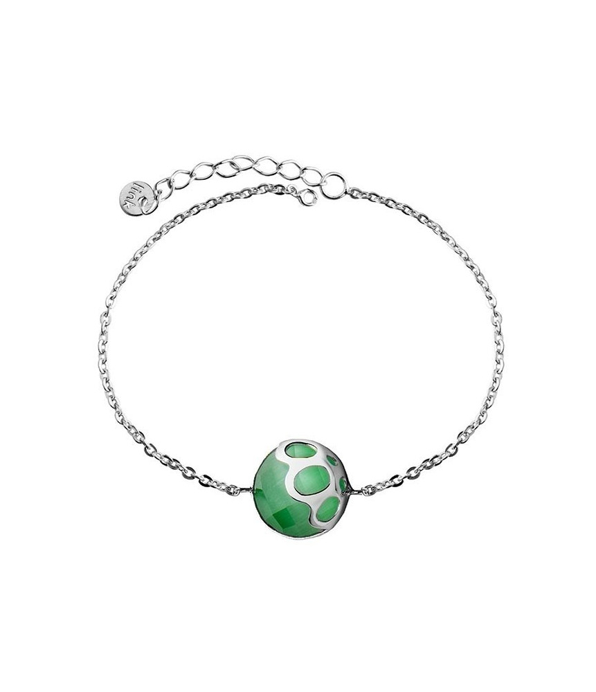 PULSERA DE PIEDRA VERDE DE RODIO