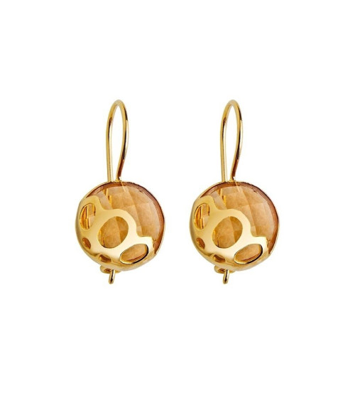BOUCLES D'OREILLES EN PIERRE CHAMPAGNE OR