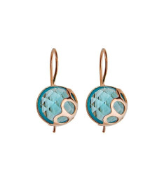 BOUCLES D'OREILLES EN PIERRE BLEUE DE DOUCHE EN OR ROSE