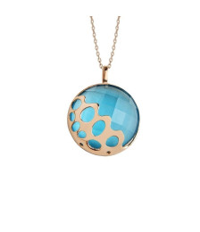 NECKLACE BLUE STONE SHOWER PINK GOLD