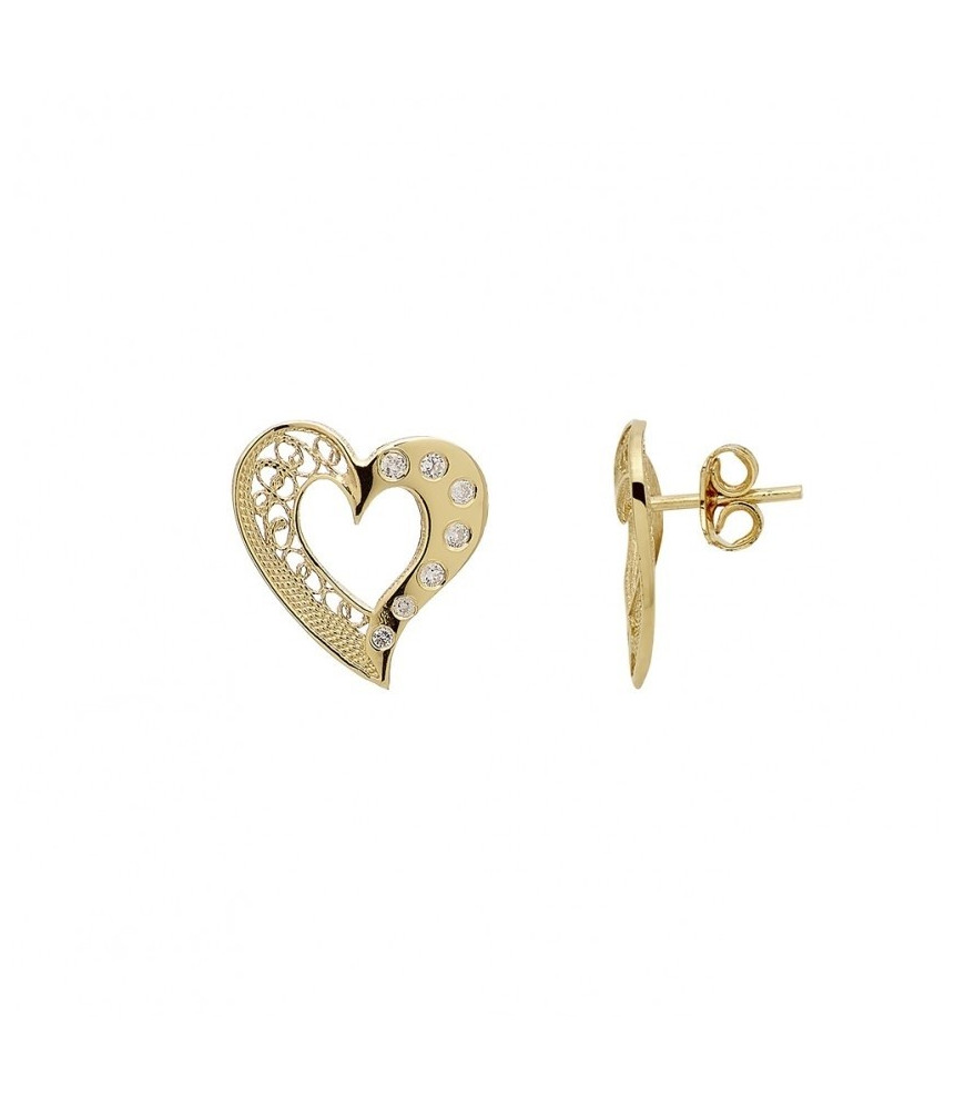 COEUR BOUCLES D'OREILLES EN FILIGRANE AVEC ZIRCONIAS