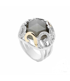 BAGUE ARGENT ET DE L'OR-POINTS DE SUSPENSION - GARDENIA