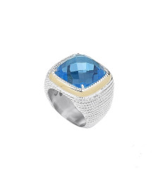BAGUE ARGENT ET DE L'OR-POINTS DE SUSPENSION - BLEU LAGON