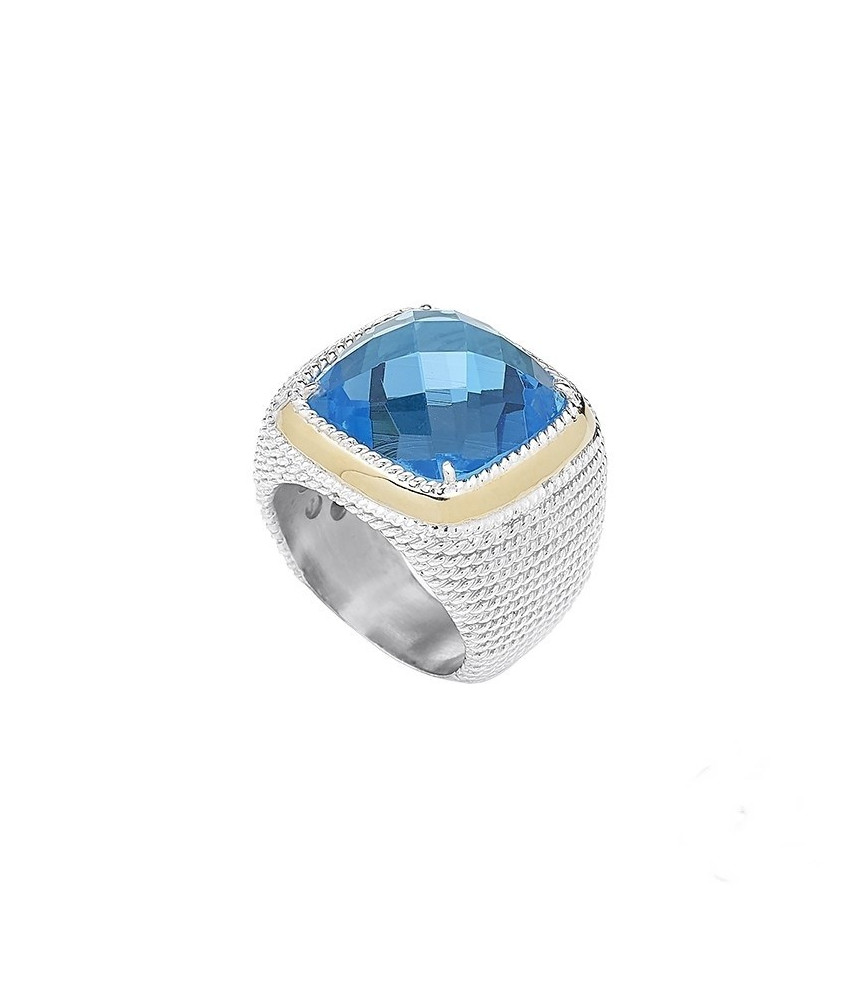 RING SILVER AND GOLD-ELLIPSIS - BLUE LAGOON