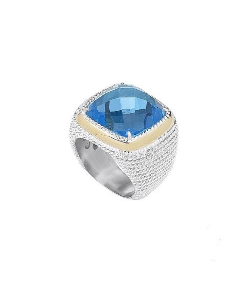 RING SILVER AND GOLD-ELLIPSIS - BLUE LAGOON