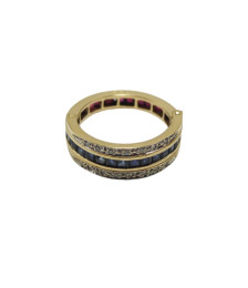 ANEL OURO AMARELO COM RUBIS SAFIRAS E BRILHANTES