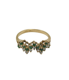 ANEL OURO AMARELO COM ESMERALDAS E BRILHANTES