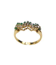 ANEL OURO AMARELO COM ESMERALDAS E BRILHANTES