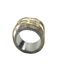 RING WHITE AND YELLOW GOLD WITH BRILLIANT SPIGA