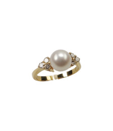 RING IN YELLOW GOLD WITH A BRIGHT WHITE PEARL