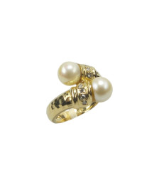 RING YELLOW GOLD WITH PEARLS AND BRIGHT