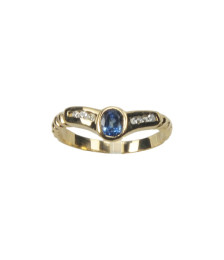 RING YELLOW GOLD WITH BRILLIANT AND SAPPHIRE