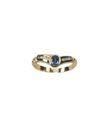 RING YELLOW GOLD WITH BRILLIANT AND SAPPHIRE
