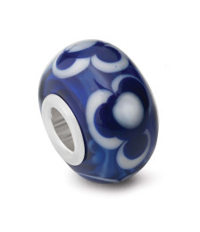 ABALORIO CRISTAL DE MURANO AZUL Y BLANCO