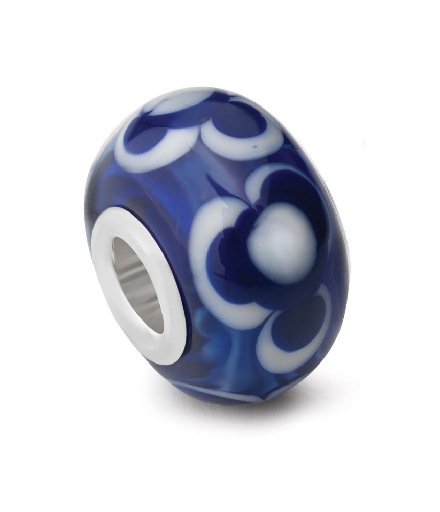 ABALORIO CRISTAL DE MURANO AZUL Y BLANCO