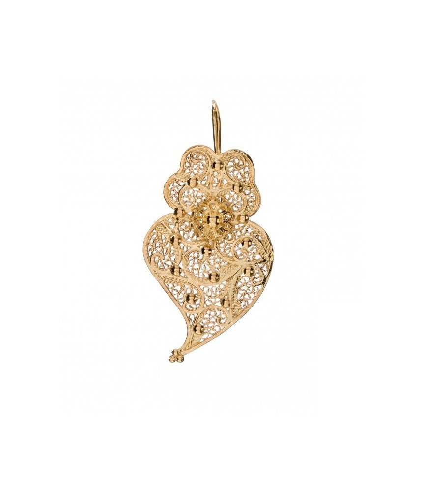 BOUCLES d'oreilles CŒUR en ARGENT FILIGRANE AVEC du GRANIT F. A.