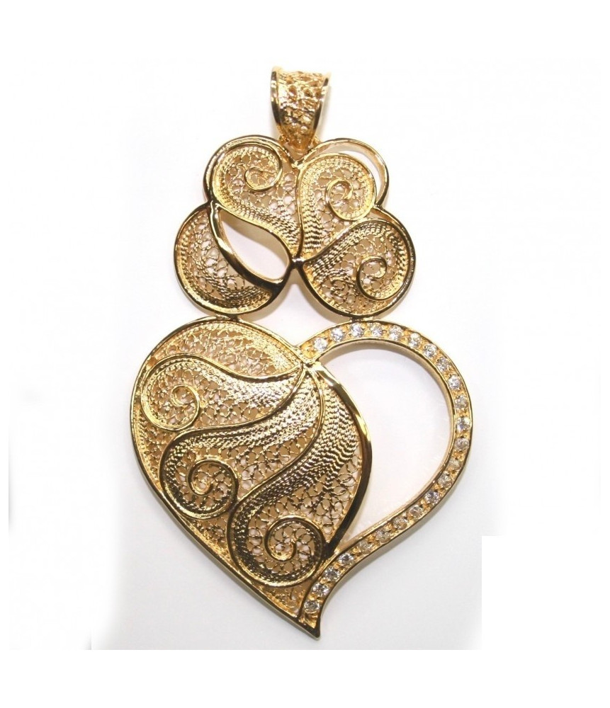 MEDALHA PRATA CORAÇÃO FILIGRANA COM ZIRCÓNIAS F.A.