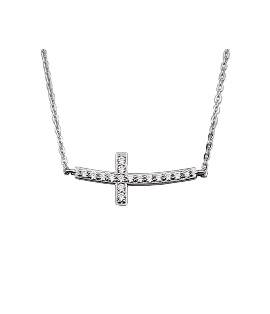 COLLIER en ARGENT sterling CROIX AVEC ZIRCÓNIAS F. A.