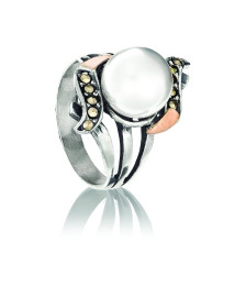 BAGUE PERLE de MARCASSITES...