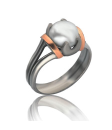 BAGUE PERLE de MARCASSITES...