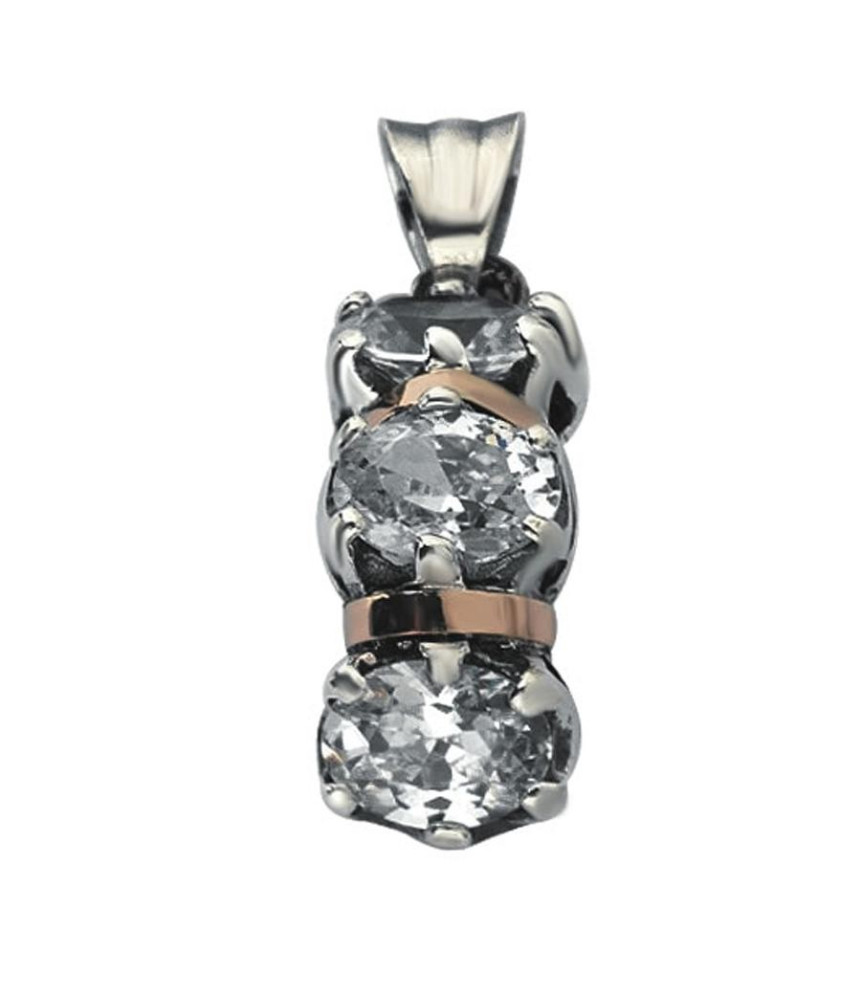 MEDALLA ABALORIO 3 ZIRCÓNIAS F. A.