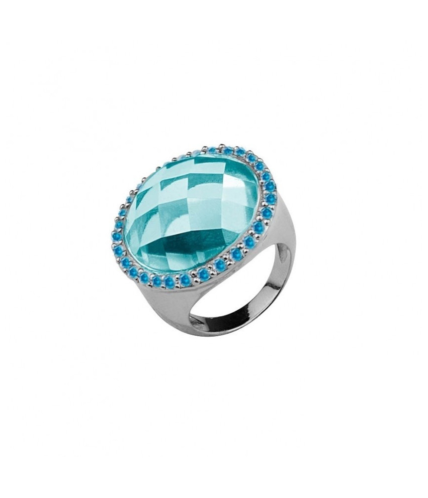 RING BLUE STONE ZIRCONIA BLUE RODIUM