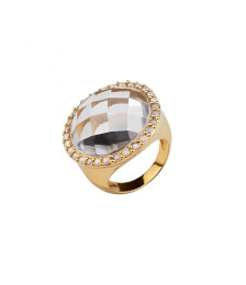 ANILLO DE PIEDRA BLANCA ZIRCONIA BLANCO DORADO