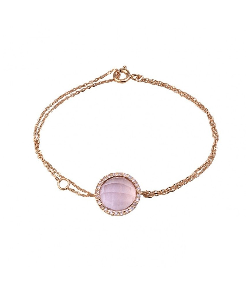 PULSERA PIEDRA ROSA ZIRCONIA ROSA DE COBRE